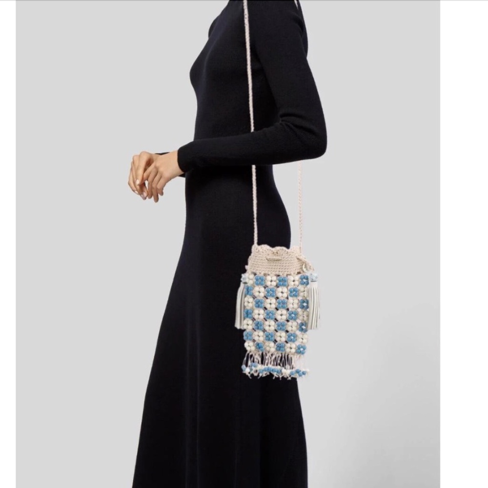*SOLD* TORY BURCH Beaded Drawstring Mini Bag - Blue Multi - Crochet - NWOT - Picture 4 of 10